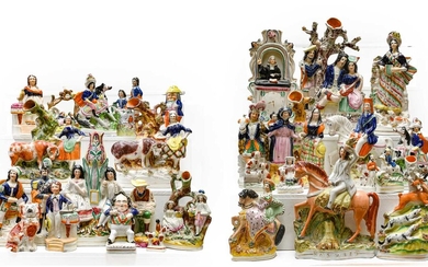 A quantity of Victorian and later Staffordshire pottery flatback...
