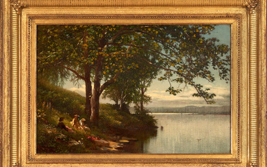 AARON DRAPER SHATTUCK (American, 1832-1928) Picnic Along the River's Edge...