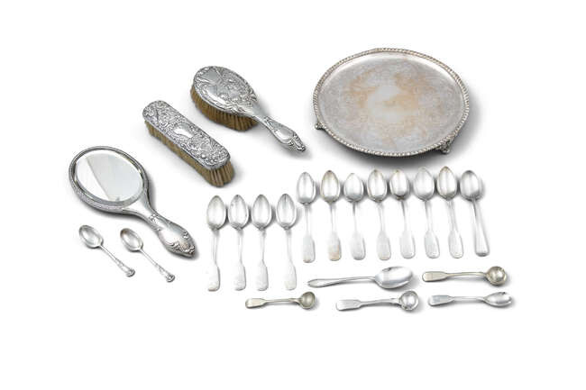 AN ASSORTED COLLECTION OF SILVER-PLATED WARE, comprising of...