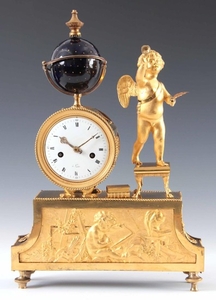 AN EARLY 19TH CENTURY FRENCH ORMOLU FIGURAL MANTEL CLOCK the...