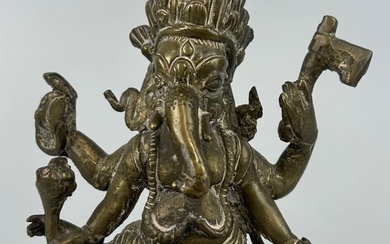 AN INDIAN BRONZE FIGURE OF GANESH PROBABLY 17TH OR...