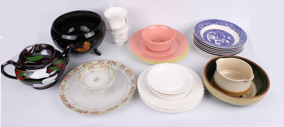 ASSORTED PORCELAIN DISHES & TEA CUPS - LOT OF 25