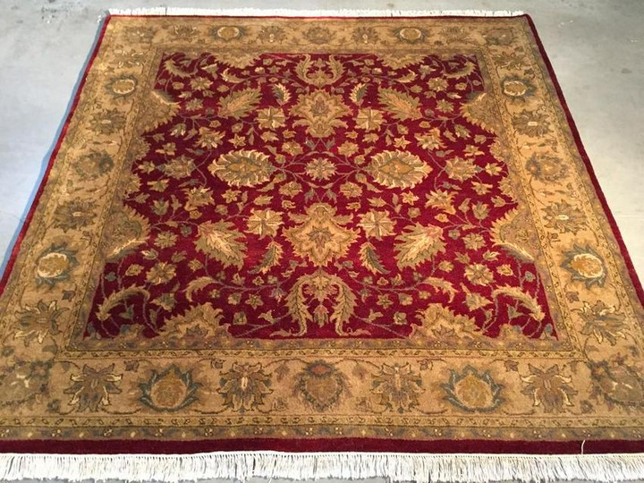 AUTHENTIC HAND KNOTTED WOOL JAIPUR SQUARE RUG 6 x6.2