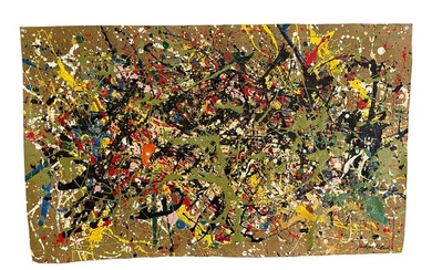 After Jackson Pollock Oil on Canvas Painting