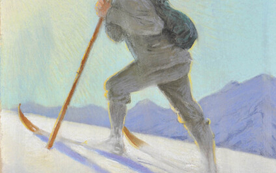 Alfons Siber (Schwaz 1860 – Hall in Tirol 1919) Sciatore, 1907;Pastello, 33 x 25