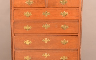 American Chippendale Walnut Tall Chest of Drawers.