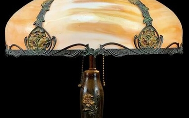 American Cold Painted Slag Glass Lamp