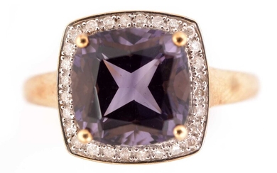 Amethyst and diamond cluster ring