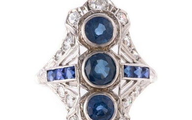 An Art Deco Sapphire & Diamond Ring in Platinum