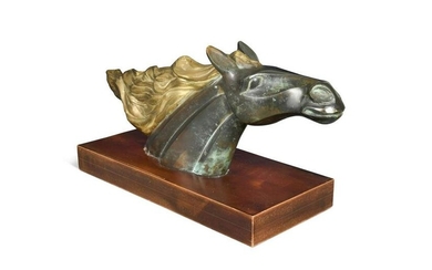 An Art Deco style bronze of a horse's head