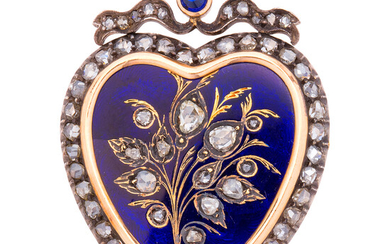 An Enamel, Diamond, Sapphire, Silver and Gold Brooch, Fabergé, circa 1885