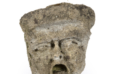 An English Medieval Stone Grotesque Fragmentary head