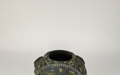 An Ephriam Faience Arts and Crafts style squat vessel