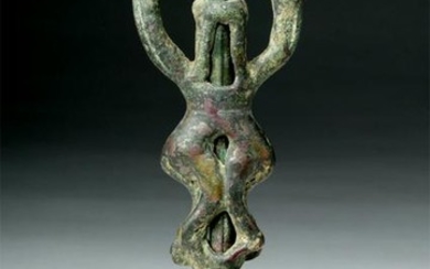 Ancient Luristan Bronze Master of Animals Finial