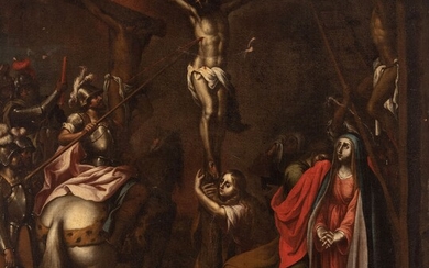 Andalusian School; second half of the seventeenth century. "Calvary". Oil on canvas. Relined.