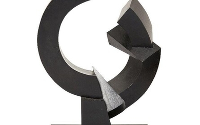 Andrew Stonyer, British b.1944 - Abstract circle; bronze, edition of 7, stamped with number 'A 1 6 7', H33.5 x W23 x D20.5 cm (including base) (ARR) Note: with Royal Academy, London, Summer Exhibition, partial label attached to the underside of base