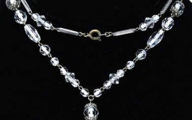 Antique C 1920s Art Deco Faceted Crystal Necklace