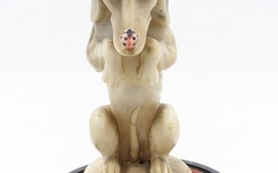Antique Carved Marble Dachshund Statue