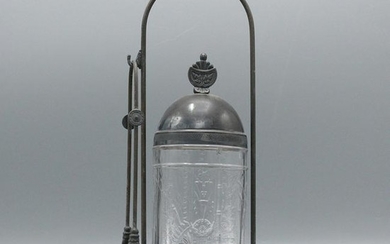 Antique Glass Pickle Castor in Silver Plate Holder