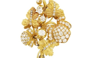 Antique Gold and Diamond Floral Brooch