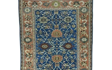 Antique Persian Mahal Navy Blue Even Wear Handmade Rug
