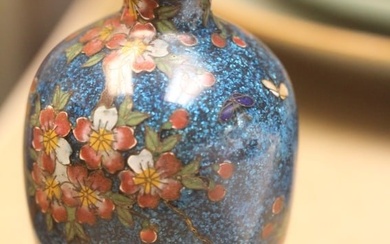 Antique Small Japanese Ginbari Cloisonne Vase