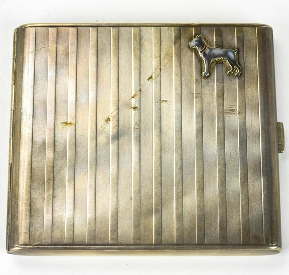 Antique Sterling Silver & Enamel Cigarette Case