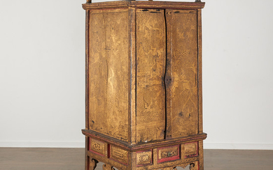 Antique Thai lacquer scripture cabinet