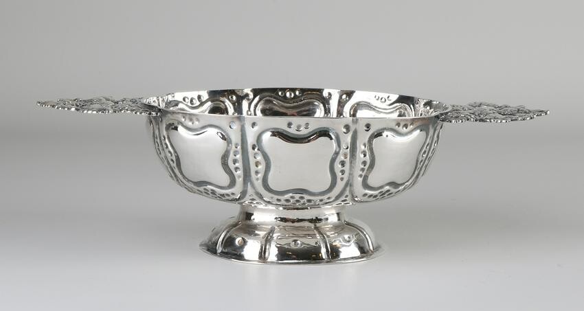 Antique silver brandy bowl, decorated with dots and