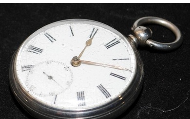 Antique sterling silver Fusee Lever open face pocket watch h...
