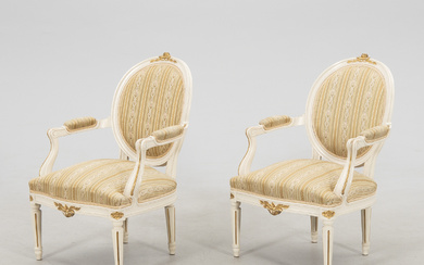 Armchairs, a pair in Gustavian style by Johan Ekman, second half of the 20th century