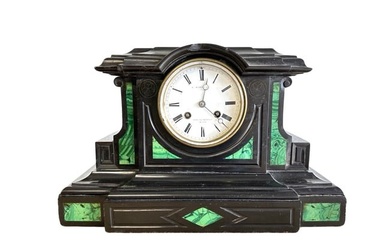 Art Deco Malachite Inlay Mantle Clock