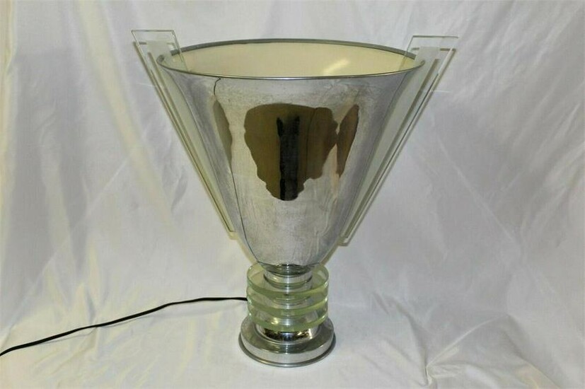 Art Deco Original Lamp , Chrome ,Glass inserts , circa