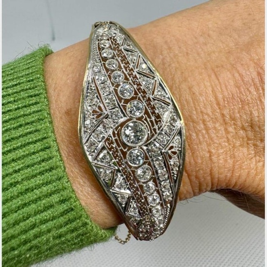 Art Deco Platinum & 14K 3.15 Ct. Diamond Bracelet