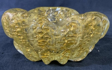 Art Glass Gold Leaf Infused Trinket Dish