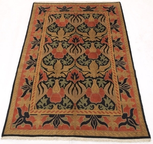 Arts and Crafts Design Hand-Knotted Tibetan Carpet