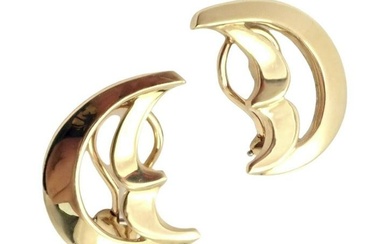 Authentic! Tiffany & Co Picasso 18k Yellow Gold Crescent Moon Large Earrings