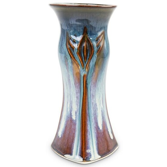 B. Campbell Art Studio Drip Glaze Pottery Vase