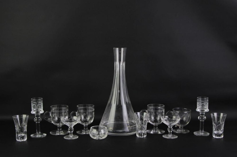 Baccarat Crystal Decanter (no Stopper) with Other Crystal Drinkwares Incl. Stuart