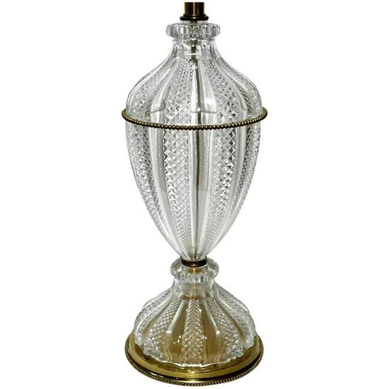 Baccarat Style Crystal Table Lamp With Gilt Metal