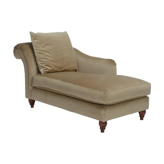 Baker Gold Chenille Chaise Lounge Chair.