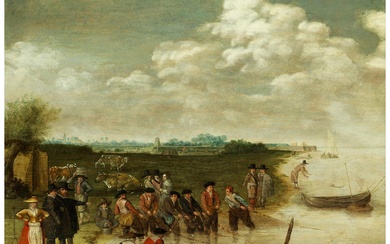 Barent Avercamp, 1612 Kampen – 1679 ebenda, DIE WADENFISCHER BEIM EINZUG IHRER NETZE