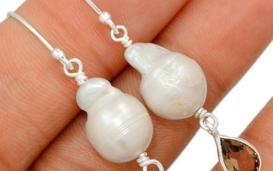 Baroque Pearls Smoky Topaz Sterling Earrings