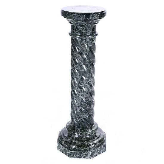 Baroque Style Green and White Marble Pedestal