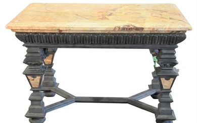 Baroque Style Table, having molded marble top on heavy