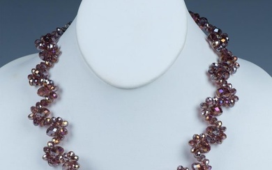 Beautiful Wavy Iridescent Purple Bead Choker Necklace