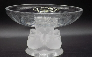 Beautiful signed Lalique art glass pedestal bowl with