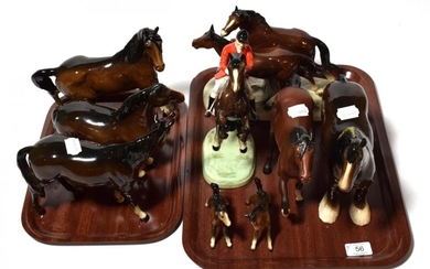 Beswick and Royal Doulton Horses and Foals including Huntsman (on...