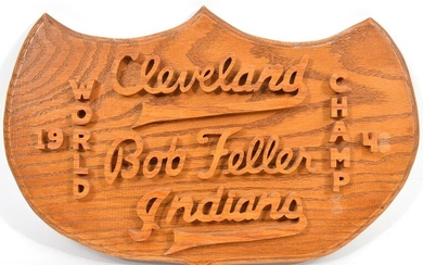 Bob Feller Cleveland Indians 1948 WS Wood Plaque