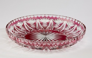 Bohemian shallow ruby crystal bowl, 11"dia.